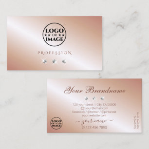 Carte De Visite Diamants étincelants en or Rose avec logo