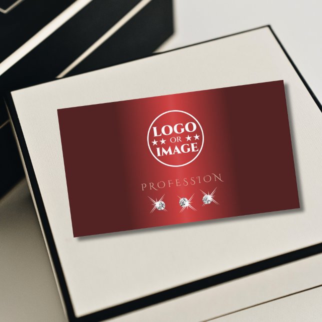 Carte De Visite Diamants étincelants en or rose rouge luxueux avec (Créateur téléchargé)