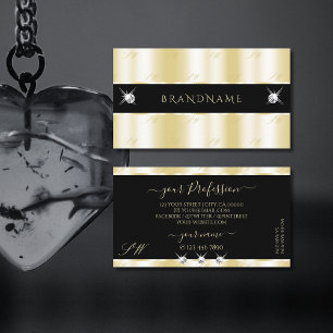 Carte De Visite Diamants étincelants Noir Or Extravagant Monogramm