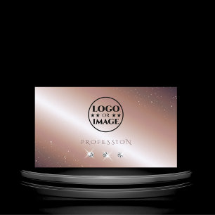 Carte De Visite Diamants étincelants Rose de luxe en or avec logo