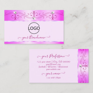 Carte De Visite Diamants étincelants rose orné luxueux avec logo