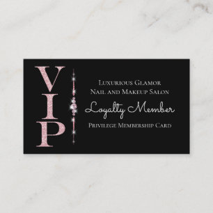 Carte De Visite Diamants Glamour Noir Paillettes Roses Fidélité VI