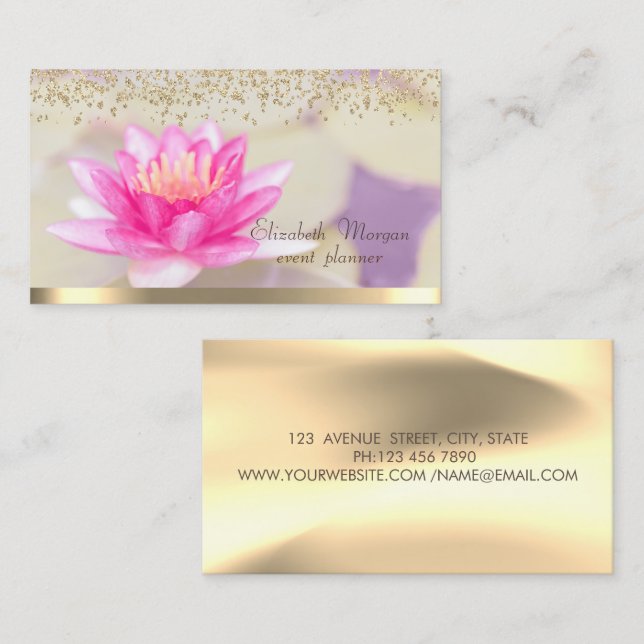 Carte De Visite Diamants Lotus Gold Elegant (Devant / Derrière)