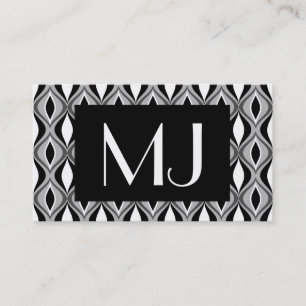 Carte De Visite Diamants modernes du milieu du siècle, noirs, blan