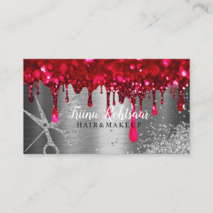 Carte De Visite Diamants rouges Bokeh Hair Sparkling