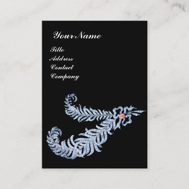 Carte De Visite DIAMOND FEATHERS MONOGRAM, rose (Devant)