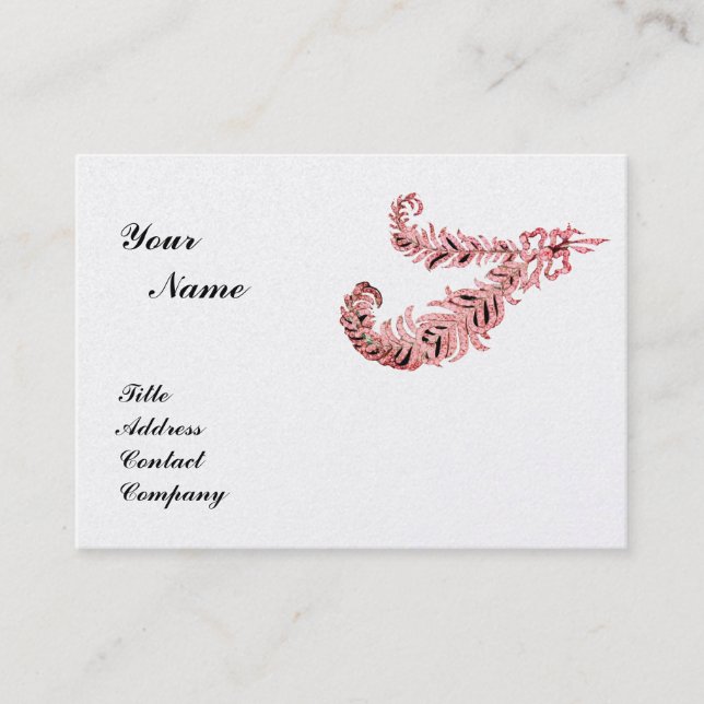 Carte De Visite DIAMOND FEATHERS MONOGRAM, rose, perle (Devant)