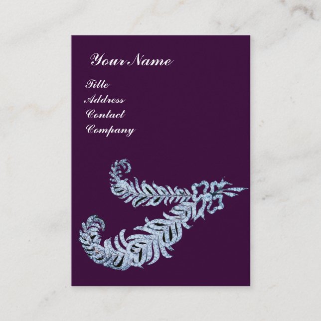 Carte De Visite DIAMOND FEATHERS MONOGRAM, violet (Devant)