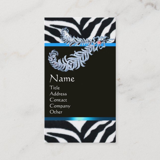 CARTE DE VISITE DIAMOND PARAÎT BLEU BLACK BLACK ZEBRA FOUR (Devant)