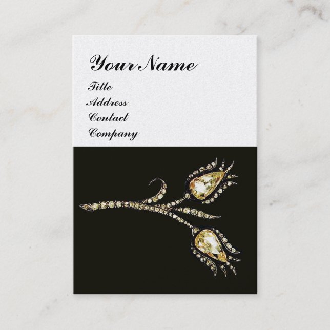 Carte De Visite DIAMOND TULIPS MONOGRAM, Black & White Pearl Paper (Devant)