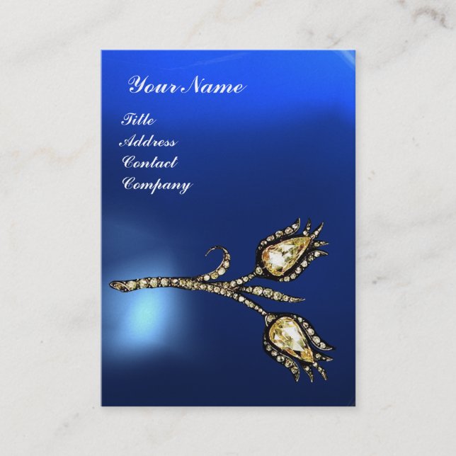 Carte De Visite DIAMOND TULIPS MONOGRAM, Blue Sapphire Pearl (Devant)