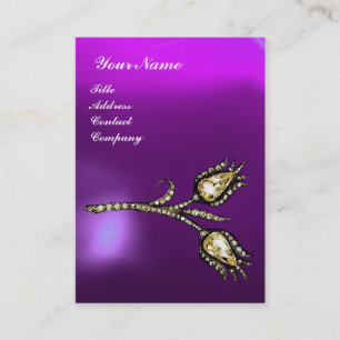 Carte De Visite DIAMOND TULIPS MONOGRAM, Violet Purple Pearl