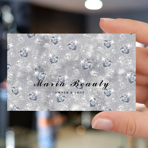 Carte De Visite Diamonds Parties scintillant Argent Salon de beaut