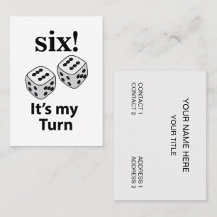 Carte De Visite Dice Rolling Six C'est mon tour Roll Dice