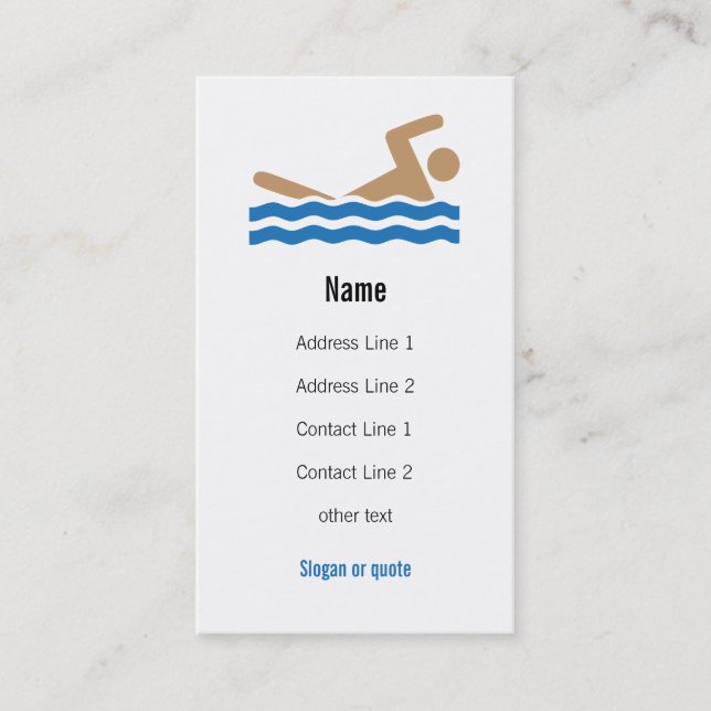 Carte de visite d'icône de natation (Devant)