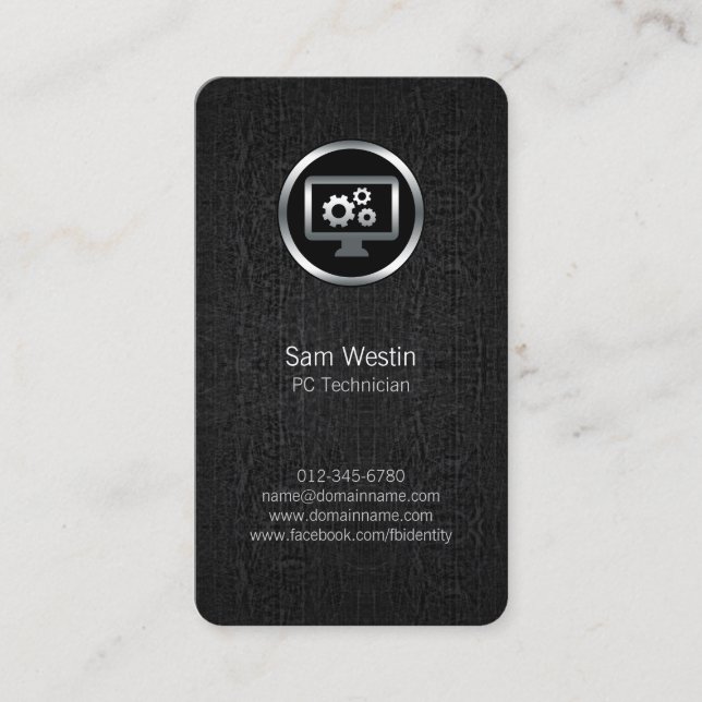 CARTE DE VISITE d'icônes du technicien informatiqu (Devant)
