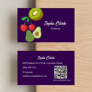 Carte De Visite Diététicienne nutritionniste pourpre professionnel