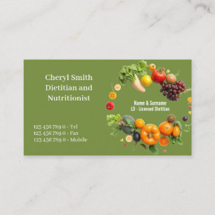Carte De Visite Diététiste Nutritionniste fruit légume vert DIY