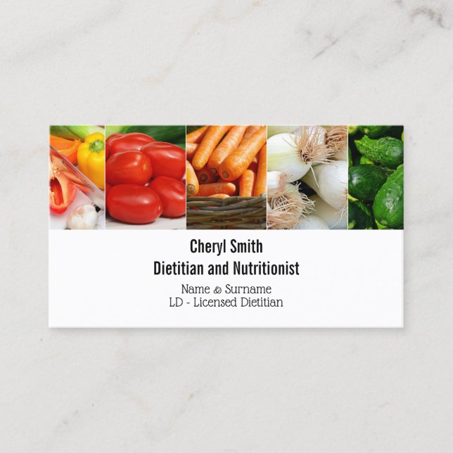 Carte De Visite Diététiste saine légumes frais photo collage (Devant)