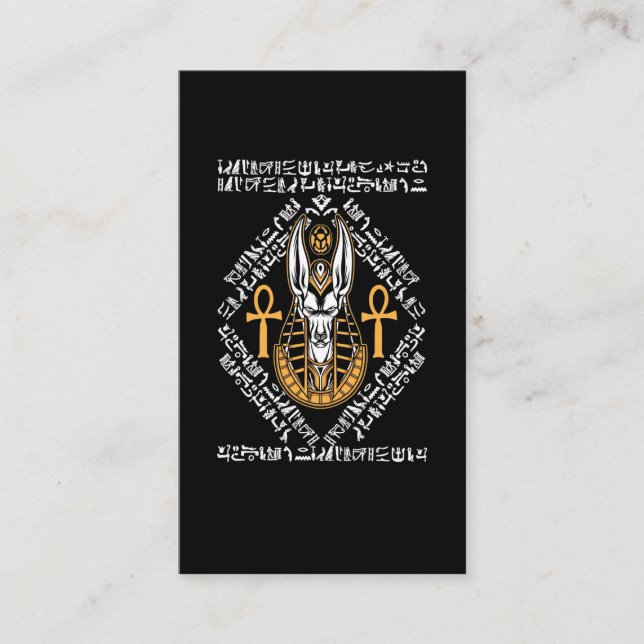 Carte De Visite Dieu égyptien Anubis Ankh Egypte Hiéroglyphes (Devant)