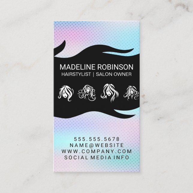 Carte De Visite Différents styles de cheveux | Dégradé holographiq (Devant)