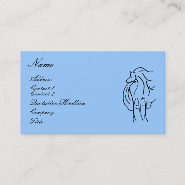 Carte de visite d'illustration de cheval (Devant)