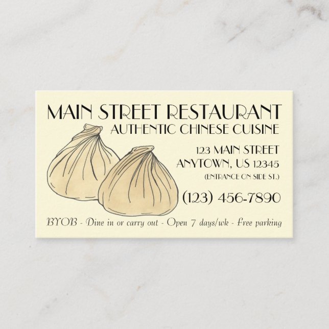 Carte De Visite Dim Sum Shumai Dumplings Restaurant Chinois Nourri (Devant)