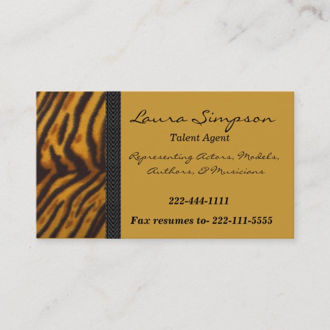 Carte de visite d'impression de tigre (Devant)