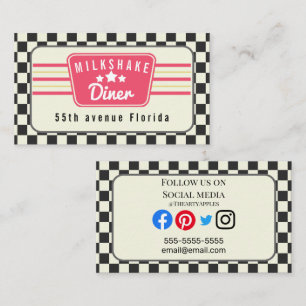 Carte De Visite diner américain rétro 1960 1950 milkshake