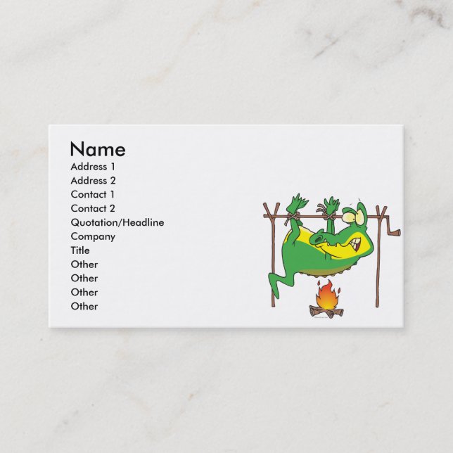 Carte De Visite Dîner barbecue amusant alligator dessin animé (Devant)