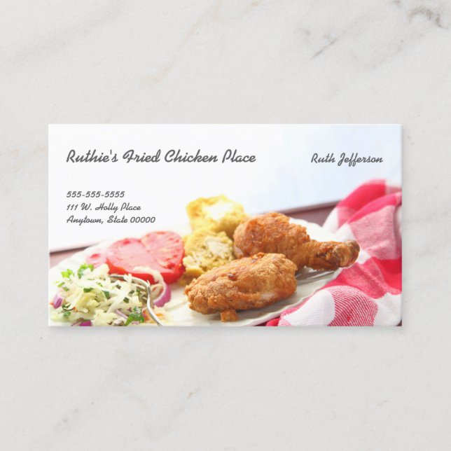 Carte De Visite Dîner de poulet frit avec espace de copie (Devant)
