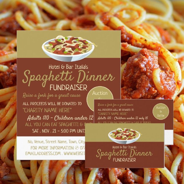 Carte De Visite Dîner Spaghetti Moderne Activité de collecte de fo (Créateur téléchargé)