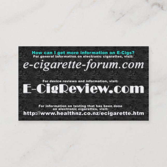 Carte de visite d'information de Vaping (Devant)