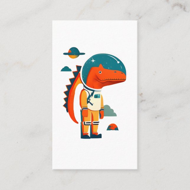 Carte De Visite Dinosaure astronaute dans l'espace (Devant)