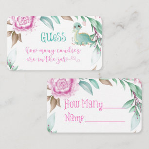 Carte De Visite Dinosaure Cute Peony Rose Combien De Candies Dans