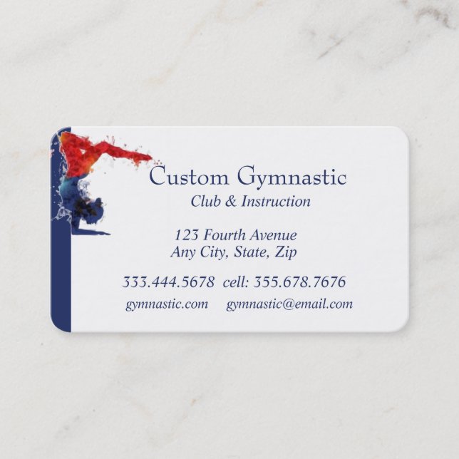 Carte de visite d'instructeur de club de gymnastiq (Devant)