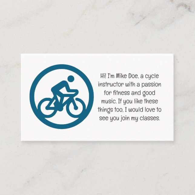Carte de visite d'instructeur de cycle personnalis (Devant)