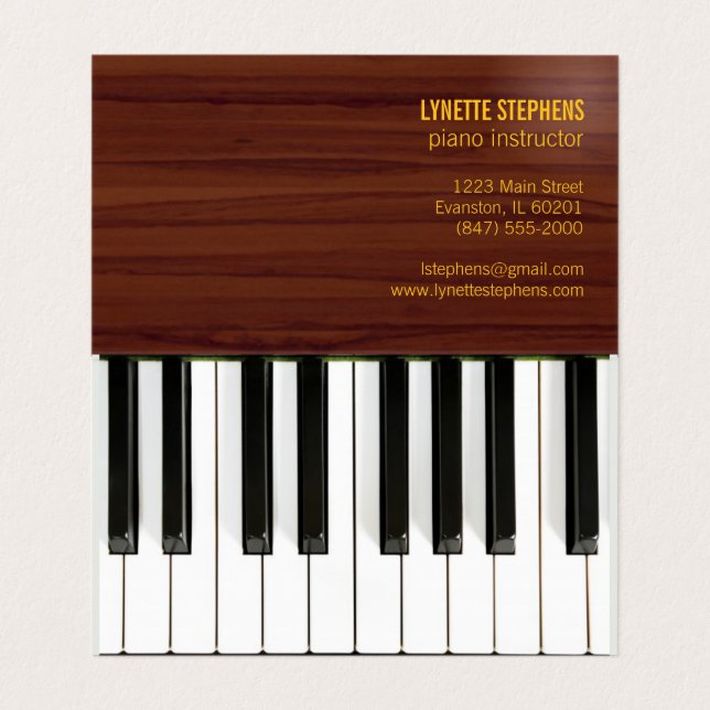 carte de visite d'instructeur de piano à quatre cô (Intérieur déplié)