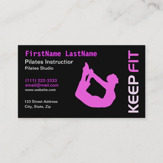 Carte de visite d'instructeur de Pilates de forme (Devant)