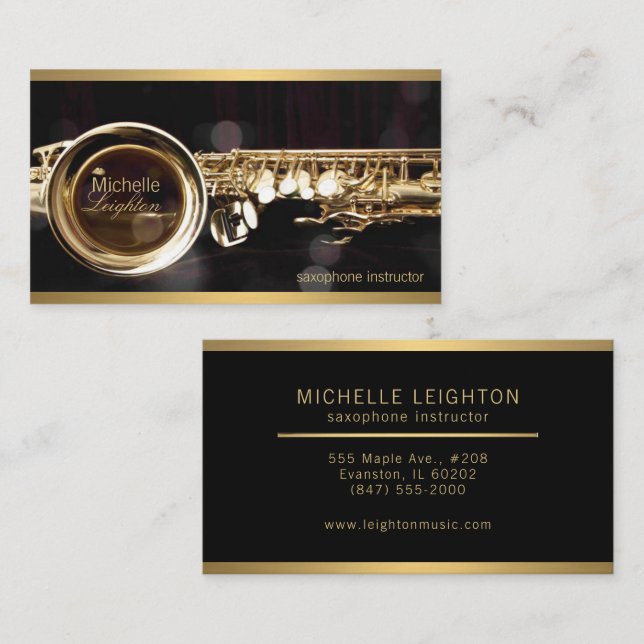 carte de visite d'instructeur de saxophone (Devant / Derrière)