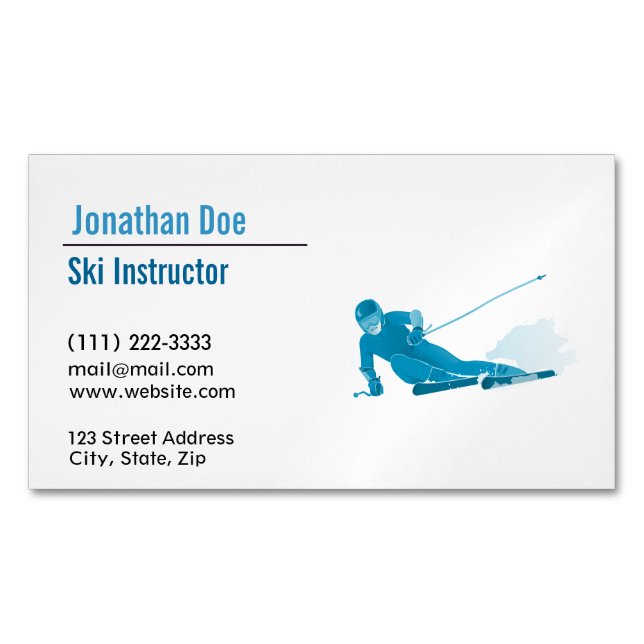 Carte de visite d'instructeur de ski (devant)