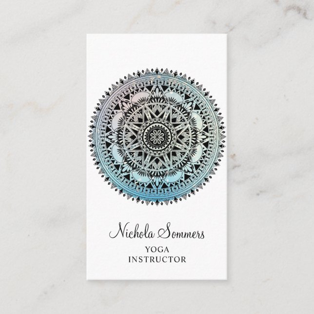 Carte de visite d'instructeur de Yoga en bleu noir (Devant)