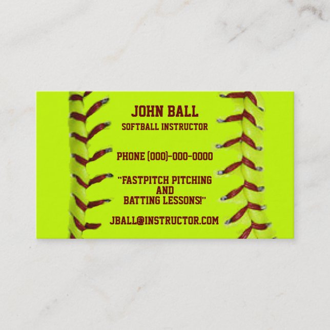 Carte de visite d'instructeur du base-ball de (Devant)