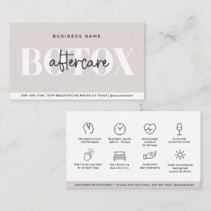 Carte de visite d'instructions de botox pour les s