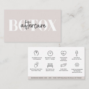 Carte de visite d'instructions de botox pour les s