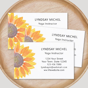 Carte de visite d'instructrice de yoga Tournesol