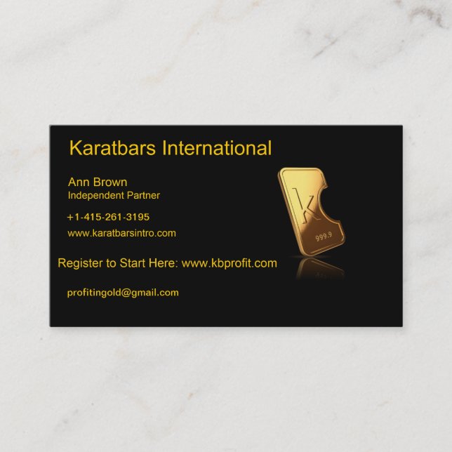 Carte de visite d'International de Karatbars (Devant)