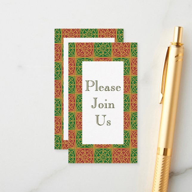 Carte de visite d'invitation Motif Red Green Holid (Devant/Arrière en situation)