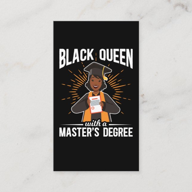 Carte De Visite Diplômée Reine noire Diplôme de maîtrise (Devant)