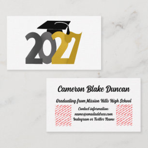 Carte De Visite Diplômés de la promotion 2027 Or et Gris